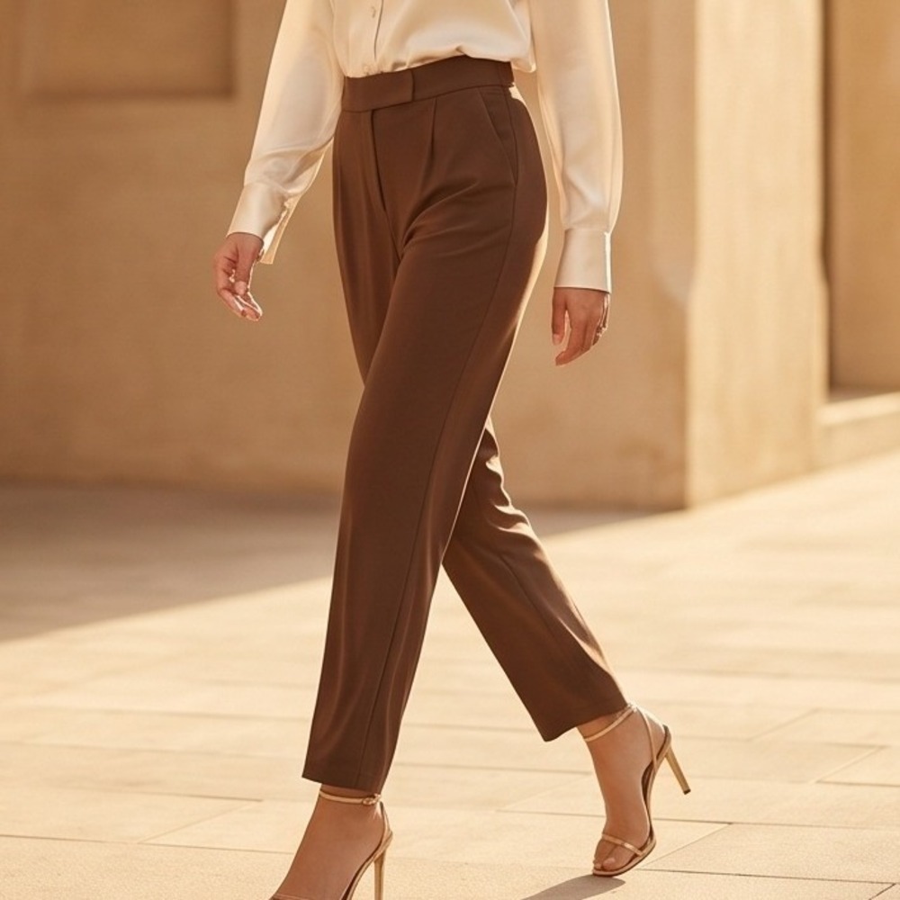 Bob Mackie 2X Wearable Art Womens Brown Straight Leg Dress Pants NWT
